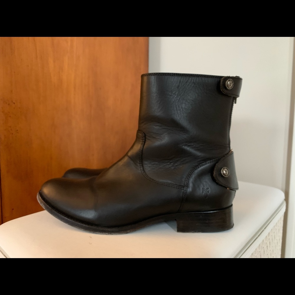 Frye Black Moto Booties